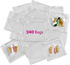 Zippered Pill Pouch Bags - 240 Pcs, Slide Lock Clear Plastic Mini Bags, BPA-Free for Pills Vitamins, Supplements, Medications, Jewelry, Crafts, Small Objects - Self-Sealing, Reusable, Travel-Friendly