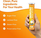 nutrazul Immune Triple Action Effervescent Tablets with Vitamin C 1000mg, Vitamin D, Zinc, Support Daily Routine, Gluten-Free, Sugar-Free, Lactose-Free, Orange Flavor, 20 Tablets, (Pack of 3)