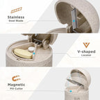Zannaki 2 in 1 Pill Organizer with Cutter,Grain Fiber Weekly Pill Case Large Compartment Moisture Proof,Magnetic Lock,BPA Free Travel Hiking Pill Box 7 Day to Hold Pills,Vitamins,Fish Oil,Supplements