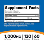 Nutricost D-Mannose 1000mg Per Serving, 120 Capsules - 500mg Per Capsule, Urinary Tract Health, Non-GMO and Gluten Free