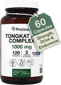 PRISTINE'S Tongkat Ali Capsules - 1000MG 60 Day Supply - Athletic Performance Support - Lean Mass Muscle Building Herbal Supplement for Men & Women - Vegan, Gluten Free, Non GMO