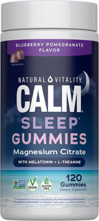 Natural Vitality SLEEP Gummies, Magnesium Supplement With Melatonin and L-Theanine, Vegan, Gluten Free, Helps the Body Ease Into Sleep, Blueberry Pomegranate 120 Count