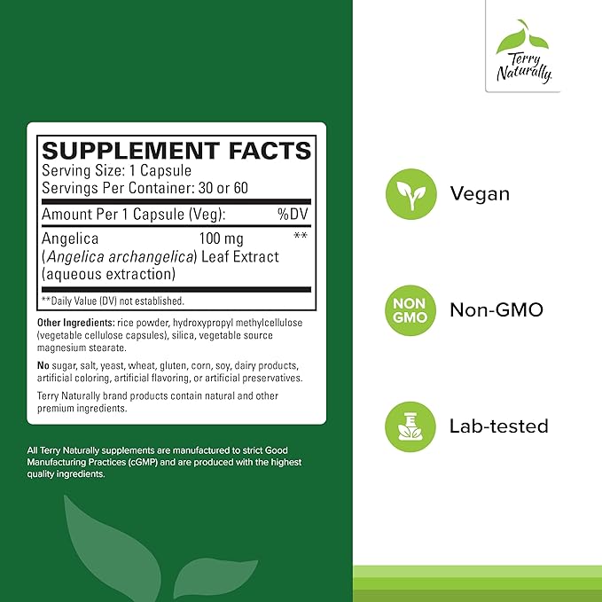 Terry Naturally SagaPro Bladder Health - 100 mg Angelica Archangelica, 60 Vegan Capsules - Bladder Strength & Function Support for Men & Women - Non-GMO, Gluten-Free - 60 Servings