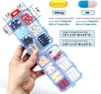 3 Pack 14 GRIDS Travel Pill Organizer Box with Labels - Travel Medicine Case Kit - Pocket Daily Pharmacy Container - Travel Medication Holder Dispenser for Fish Oil Vitamin Supplement Storage - Clear