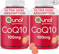 Qunol CoQ10 Gummies, CoQ10 100mg, Delicious Gummy Supplements, Helps Support Heart Health, Vegan, Gluten Free, Ultra High Absorption, 2 Month Supply (60 Count, Pack of 2)