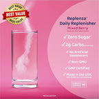 Replenza Daily Replenisher Nutritional Support Powder – Muscle Recovery, Digestive Health & Skin Elasticity Mix of Amino Acids, Prebiotics and Collagen Peptides – Mixed Berry Flavored, 30 Scoops