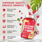 (3 Pack) Sugar Free Calcium Citrate Gummies 1200 mg with Vitamin d3, K2, Magnesium, Zinc for Bone, Muscle & Immune Support, High Absorption Calcium Supplement for Women, Raspberry Flavor, 60 Chews
