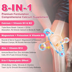 Calcium Citrate Gummies, Calcium Supplements for Women & Men, High Absorption Calcium Gummies with Vitamin D3, Magnesium & Zinc for Muscle, Bone & Immune Support, Strawberry Flavor, 60 Count