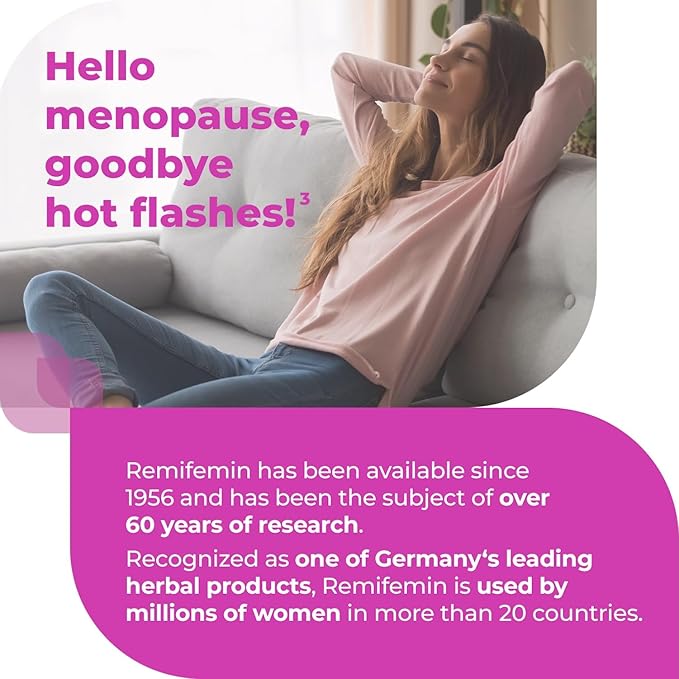 Remifemin Menopause Symptoms Relief - Clinically Proven Ingredients - Menopause Supplements - Black Cohosh - Estrogen-Free - Made in Germany - 120 Tablets