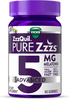 ZzzQuil Pure Zzzs Melatonin Gummies, Melatonin 5mg, Sleep Aid, with Chamomile & Lavender, Melatonin Sleep Gummies, Sleep Aids for Adults, Berry Flavored, 60 Sleep Gummies