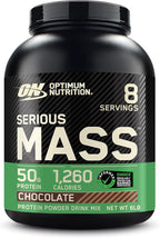 Optimum Nutrition Serious Mass, Weight Gainer Protein Powder, Mass Gainer, Vitamin C and Zinc for Immune Support, Creatine, Chocolate, 6 Pound (Packaging May Vary)