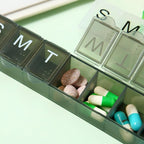 2 Pack Weekly (7-Day) Pill Organizer, 7 Days Pill Case Travel Daily Pill Box Portable Medicine Organizer and Planner with Compartment for Vitamins, Fish Oil, Supplements and Medication(Black&White)