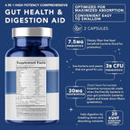 4-in-1 Gut Health Support – Prebiotics + Probiotics + Postbiotics + Digestive Enzymes – DE111 Spore Probiotic for Digestive Support & Bloating – Non-GMO, Made in USA – 60 Veggie Capsules