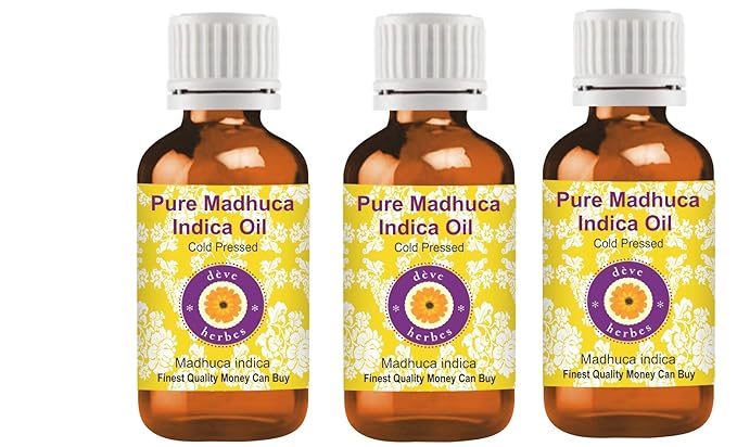 Deve Herbes Pure Madhuca Indica Oil (Madhuca Indica) Cold Pressed (Pack of Three)100ml X 3 (10 oz)