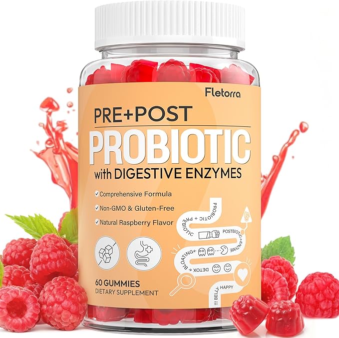 Probiotics for Women and Men, with 15 Prebiotics, 16 Digestive Enzymes & Postbiotics - Probiotics for Digestive Health & Bloating, Probiotic Gummies for Gut Health & Immunity, Sugar-Free, 60 Gummies