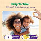Kids Magnesium Gummies - Magnesium Glycinate Gummies with Vitamin D3, B6, Potassium & Ashwagandha for Kids & Adults Relaxation, Sleep, Brain & Bone Health -Sugar Free Pineapple Flavor 60 ct