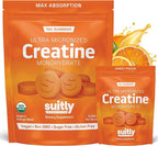 USDA Organic Ultra-Micronized Creatine Gummies for Men & Women; Orange Max Absorption 5g Creatine Gummies Sugar Free for Muscle Gain, Energy & Recovery; Muscle Builder for Women with Pouch - 120 Count