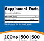 Nutricost Caffeine 500 Capsules, 200mg Per Capsule (2 Bottles)