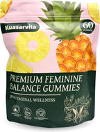 Premium Feminine Balance Gummies for Women, Vaginal Probiotics, PH Balance for Women Healthy Odor, Gut Health, Immune Support, Pineapple Gummies for Woman, 60 Counts
