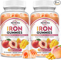 Iron Supplement Gummies for Adults & Kids - with Calcium, Zinc, Folate & Multivitamin - Blood Builder & Energy Support & Immune Health for Iron Deficiency, Anemia, Vegan -Peach & Mango Flavor,120ct