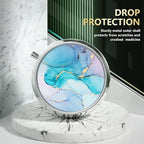 Nipichsha Pill Box, Small Pill Case for Purse & Pocket, Cute Travel Medicine Organizer, Portable Medicine Container Holder to Hold Vitamins, Medication, Fish Oil & Supplement, Colorful Ink Marble