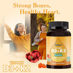 Natural Vitamin D3 K2 Gummies, 2000 IU Vitamin D3 & 100 mcg Vitamin K2,Supports Healthy Bone, Immune Health Supplement, GMO Free, Gluten Free, Strawberry Flavor, 120 Count