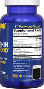 Serotonin Brain Food - 1250mg L-Tryptophan & 400mg Rhodiola Rosea Supplement - Mood Support Supplement for Stress Relief - Neurotransmitter Support with Magnesium Glycinate & Zinc - 60 Capsules