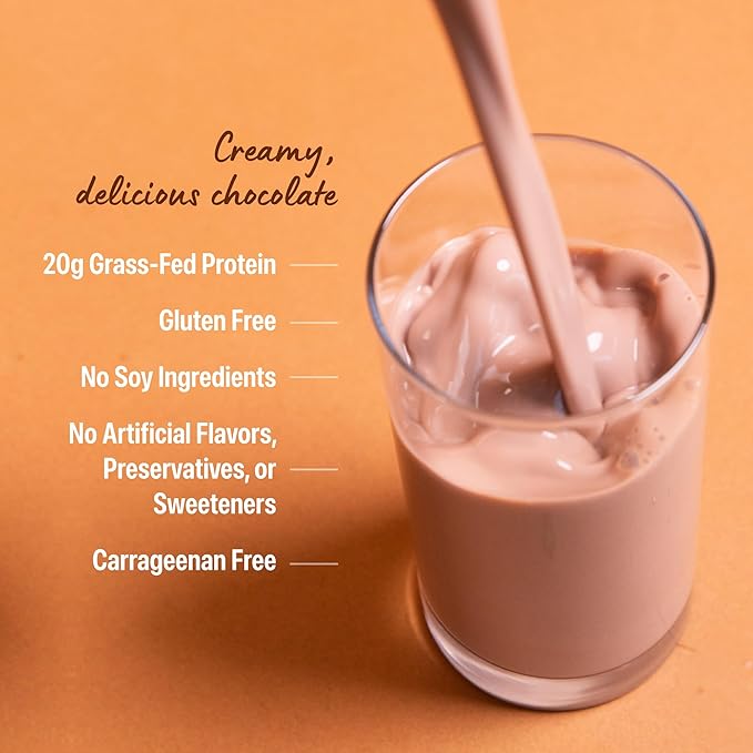 Orgain Clean Protein Shake, Grass Fed Dairy, Creamy Chocolate Fudge - 20g Whey High Protein, Kosher, Ready to Drink, Low Net Carbs, Gluten Free, No Soy Ingredients, 11 Fl Oz (Pack of 4)