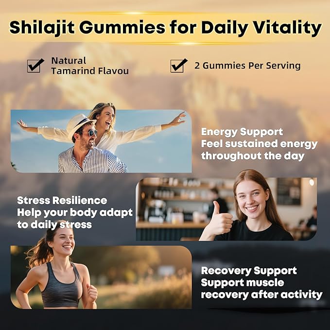 Shilajit Gummies: Pure Shilajit Himalayan Rich in Ashwagandha Gaulshura Fulvic Acid 85 Micronutrients Suitable for Men and Women No Added Sugar Non-GMO 100% Natural Organic 90 Gummies