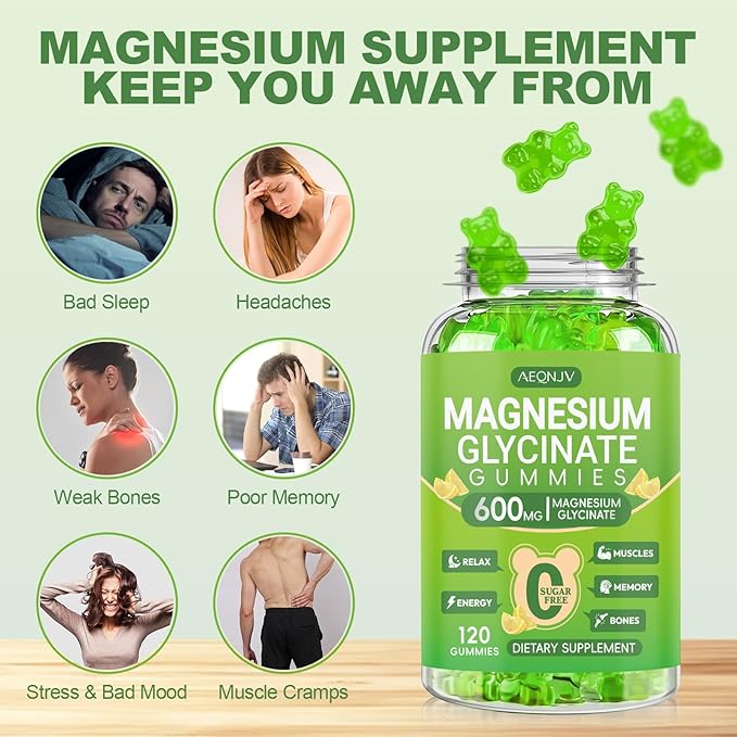 Magnesium Glycinate Gummies 600mg for Women and Men, High Absorption Magnesium Glycinate with Vitamin D, B6, and CoQ10 for Calm Support & Sleep, Sugar Free, Vegan, 60 Days Supply