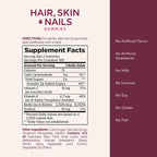 Nature's Bounty Optimal Solutions Hair, Skin and Nails Gummies with Biotin, 2500 mcg, Strawberry Flavored, 200 Count, 100 Total Servings