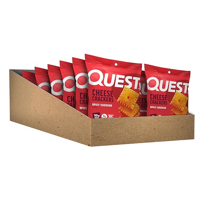 Quest Nutrition Cheese Crackers,Spicy Cheddar Blast,10g of Protein,Low Carb,Made with Real Cheese,(1.06 oz Bags),(Pack of 24)