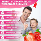 Magnesium Threonate Gummies,Magnesium Supplement,Strawberry Flavor,60Gummies,250mg Magnesium per Gummy,Muscle & Nerve Health,Stress Relief