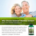 Swanson Bamboo Extract - Natural Hair, Skin and Nails Supplement - 70% Silica Content Supporting Collagen Formation & Bone Growth - (60 Veggie Capsules, 300mg Each)