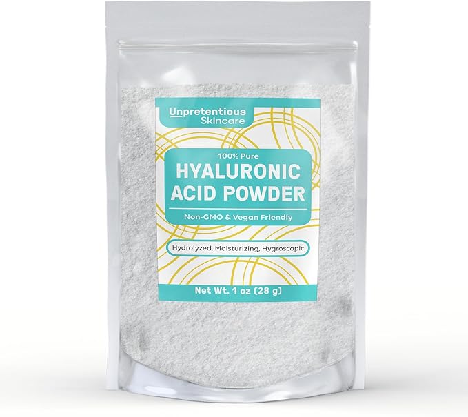 Unpretentious Hyaluronic Acid Powder (1 oz) Food & Cosmetic Grade, Clear Resealable Bag