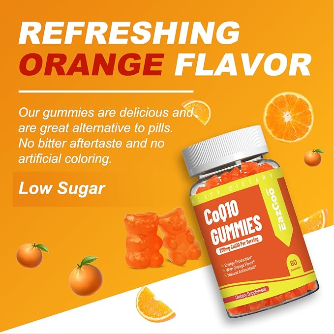 CoQ10 Gummies 200mg, Vegan Supplement for Energy Production, Non-GMO, Gluten Free (120 Gummies)