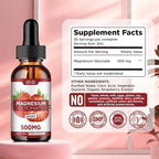 Magnesium Glycinate Supplement, Liquid Magnesium Glycinate Liquid Drops 500mg-Support Stress Relief, Relaxation, Mood, Sleep, Bone & Muscle-2 Fl Oz, Vegan, Strawberry Flavor