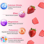 Calcium Citrate Gummies - Chewable Calcium Gummies for Bone, Muscle, Teeth, Immune Support, High Absorption Calcium Supplements for Women & Men Sugar Free Strawberry Flavor 120 Count