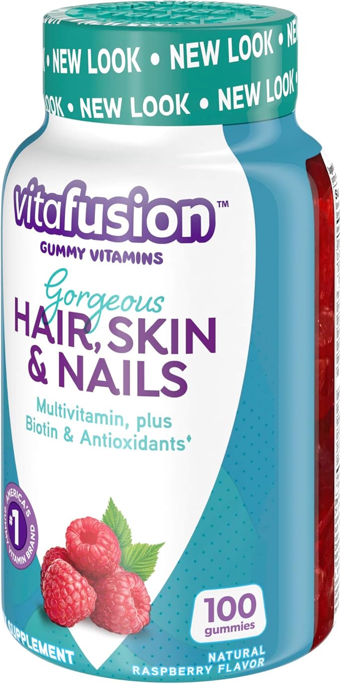 Vitafusion Gorgeous Hair, Skin Nails Multivitamin Gummy Vitamins, Plus Biotin and Antioxidant Vitamins CE, Raspberry Flavor, from America’s,100ct (33 Day Supply) (Pack of 2)