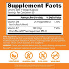 Doctor's Best Natural Vitamin K2 MK-7 Plus D3 - VIT D3 and K2 MK7 Supplement for Men & Women, Supports Tissue, Artery, & Bone Health, Non-GMO, Gluten Free, Soy Free, Vegetarian - 60 Veg Caps