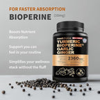 Extra Strength Turmeric Capsules - High-Absorption 2360 mg Curcumin Supplements, Non-GMO Blend for Digestive Comfort & Daily Support - Organic Turmeric Supplement with Black Pepper (240ct, Pack of 2)