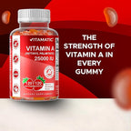 Vitamatic Sugar Free Vitamin A 25000 IU Gummies (Retinyl Palmitate) - Natural Strawberry Flavor - 120 Pectin Based Gummies (2 Bottles)