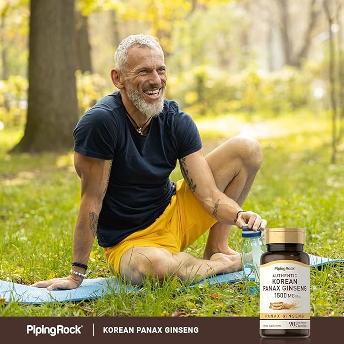 Piping Rock Korean Ginseng Capsules | 1500mg | 90 Count | Panax Ginseng Root Extract | Herbal Supplement | Non-GMO, Gluten Free