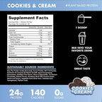 BLESSED Vegan Protein Powder - Plant Based Protein Powder Meal Replacement Protein Shake, 23g of Pea Protein Powder, Dairy Free, Gluten Free, Soy Free, No Sugar Added, 30 Servings (Cookies & Cream)