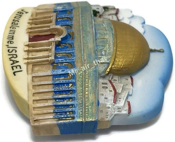 WitnyStore Tiny Dome of The Rock at Al-Aqsa Mosque Old City of Jerusalem, Israel Western Asia Tourist Attractions Resin Refrigerator Magnet Traveler Souvenir Gift Memento 3D Fridge Magnets