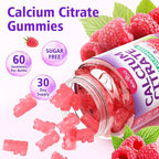 2 Packs High Absorption Calcium Citrate Gummies 1200mg - Bone & Teeth Support for Adults & Kids, Vegan, Non-GMO, Sugar-Free Gummies, Raspberry Flavor, 120 Count