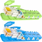 2-Pack Large Waterproof 7-Day Pill Organizer - Extra Large AM/PM Pill Boxes for Vitamins, Fish Oils & Supplements, Portable Daily Medication Dispenser