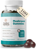 Mother Nutrient Mushroom Supplement Gummies- Pure Extract Multi Mushrooms Supplement- Chaga, Reishi, Cordyceps & Lion's Mane - 50 Day Supply Chewable Gummies (100 pcs)