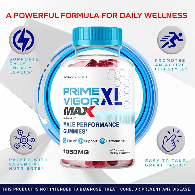 (2 Pack) Prime Vigor XL Max - PrimeVigor XL Max Gummies for Men - Maximum Strength, Prime Vigorxl Male Gummys, PrimeVigorMax Advanced Formula, PrimeVigorGummies Supplement, 120 Gummies for 2 Months