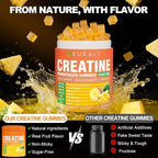 KUKALY Creatine Monohydrate Gummies for Men & Women, 8500MG Creatine Gummies Sugar Free Pineapple Flavored with L-Taurine BCAA 2:1, B12 B6 for Boost Strength, Focus & Endurance, Vegan, Non-GMO 120pcs